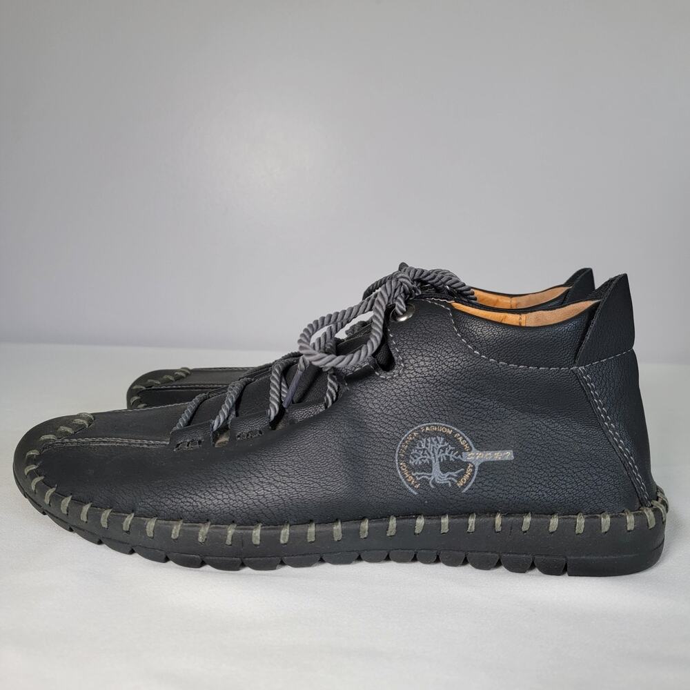 Mens Ankle Loafers EU Sz 46 Black Casual Driving Walking Leisure Cabincore - Picture 3 of 11